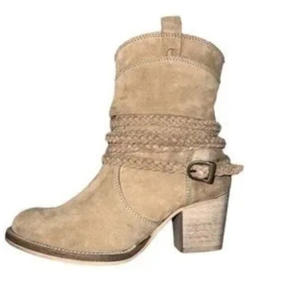 Dingo Twisted Sister Suede Leather Boots Neutral Tan  Size 6.5 Block Heel - Picture 12 of 12